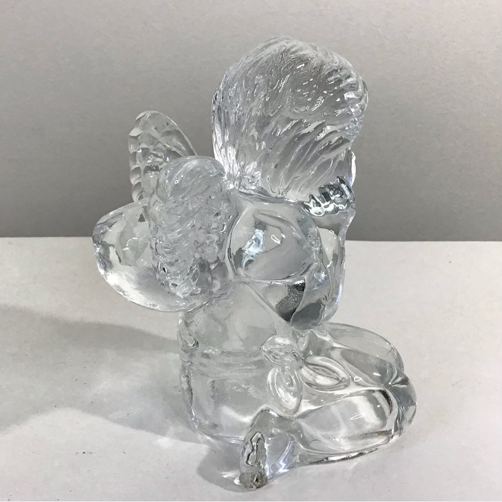Vintage Angel Cherub Taper Candle Holder Heavy Clear Glass 5.25”H Excellent - Picture 6 of 12